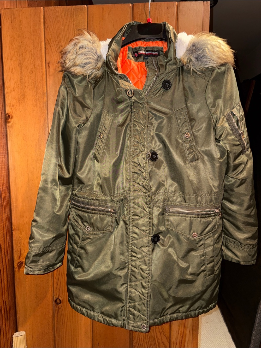 Military Green Women’s Faux-Fur Hood Parka Jacket